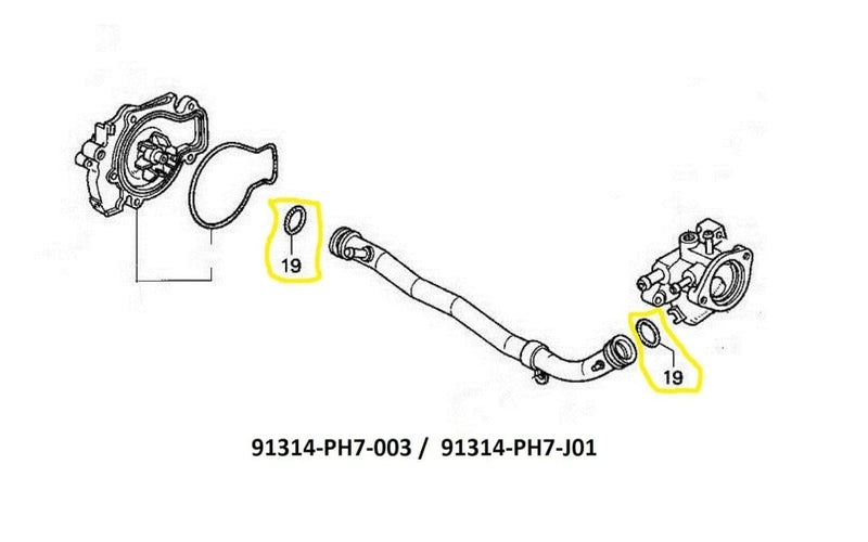 SUNNER THINKEN 2pcs Coolant Connecting Pipe O-Ring for Acura Integra ILX MDX RDX RLX TL TLX for Honda 31.2 x 4.1 Replacement 91314-PH7-003 - Image 3